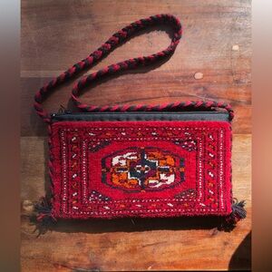 Red kilim rug woven purse
